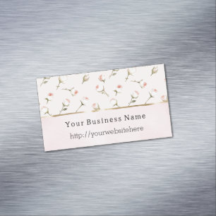 Rosa Hauchrosa Florale Unternehmensname Webseite Magnetische Visitenkarte