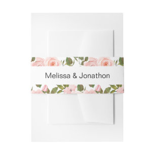 Rosa Hauchrosa Rosen Florale Hochzeit Einladungsbanderole