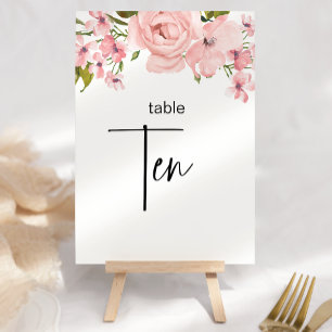 Rosa Hauchrosa Rosen Florale Hochzeit Tischnummer