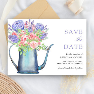 Rosa Hauchrosa Rosen Lila Hortensien Hochzeit Save The Date