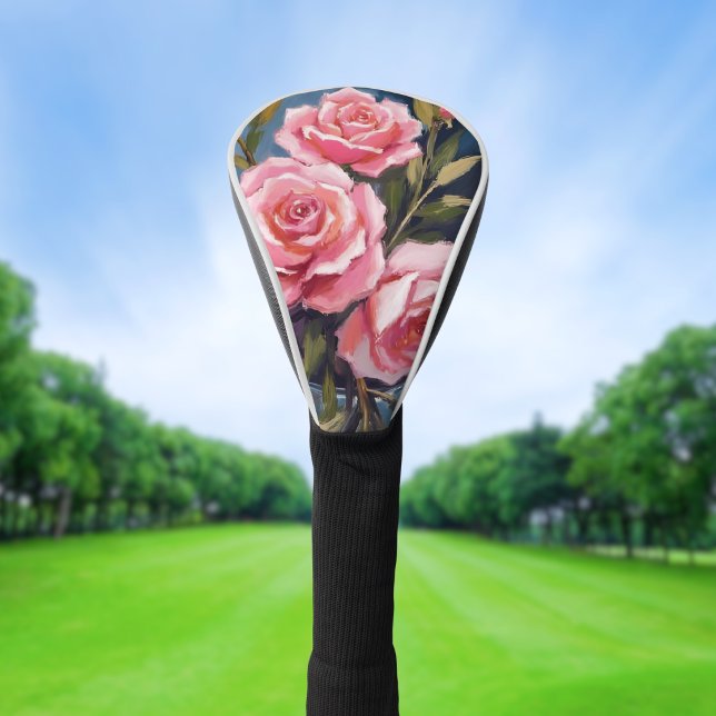 Rosa Hauchrosa Rosenstrauß Gemalt Golf Headcover (Von Creator hochgeladen)