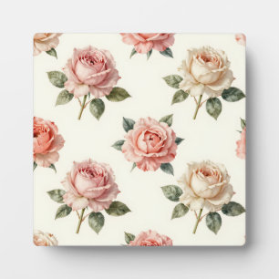 Rosa Hauchrosa Vintage-Blumenmuster Fotoplatte