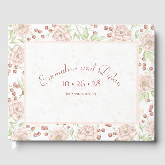 Rosa Hauchrosafarbene Rosen Hochzeit Vintage Gästebuch