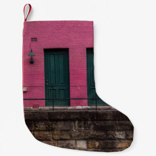 ROSA HAUS MIT ZWEI TÜREN KLEINER WEIHNACHTSSTRUMPF