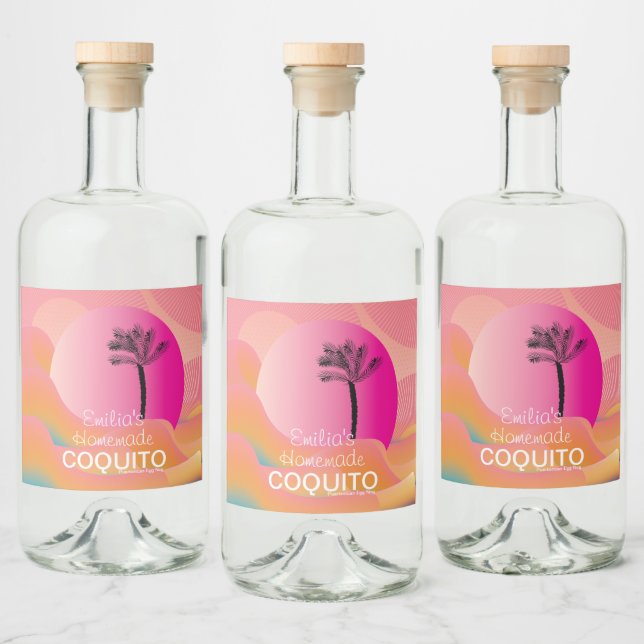 Rosa hausgemachte Coquito Rezept Branding Alkoholflaschenetikett (Flaschen)