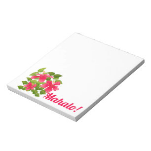 Rosa Hawaiianischer Hibiskus Mahalo Notizblock