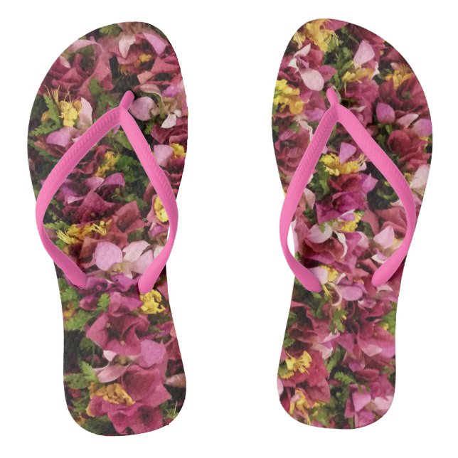 Rosa Hawaiische Blume Leis Flip Flops (Fußbett)