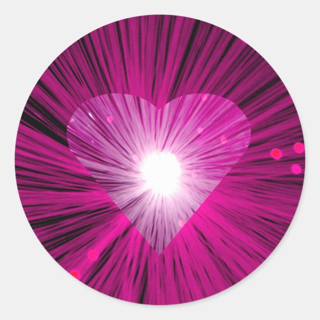 Rosa Heart Aufkleber rund (Vorderseite)