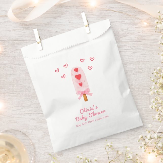 Rosa Heart Bow Ice Creme bereit für Pop Babydusche Geschenktütchen (Ausgeschnitten)
