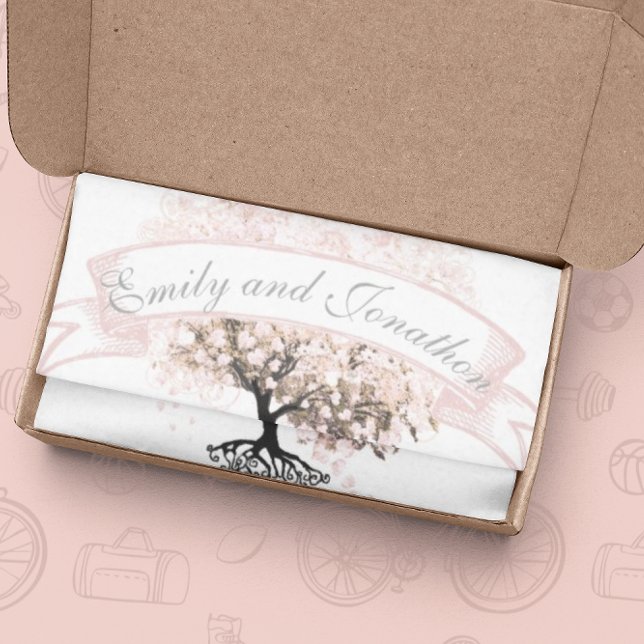 Rosa Heart Leaf Tree Wedding Seidenpapier (Von Creator hochgeladen)