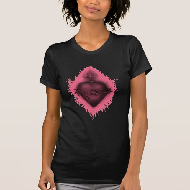 Rosa Heiliges Herz T-Shirt (Vorderseite)