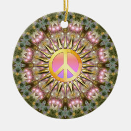Rosa Heilung Licht Frieden Mandala Keramik Ornament