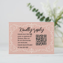 Rosa Heirloom QR Code Wedding RSVP Card