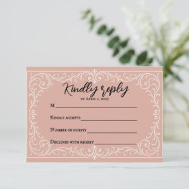 Rosa Heirloom Wedding RSVP Card Karte