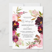 Rosa heiß & rot Rosa und Lila Hochzeitseinladung