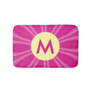 Rosa heiße, helle Sonnenstrahlen-Monogramm-Gelbe K Badematte
