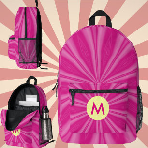 Rosa heiße, helle Sonnenstrahlen-Monogramm-Gelbe K Bedruckter Rucksack
