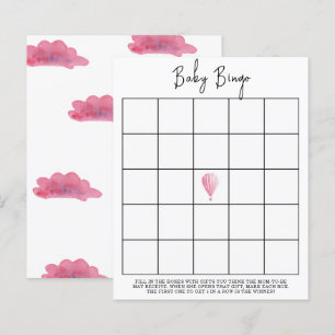 Rosa Heißluftballon - Baby Dusche Bingspiel