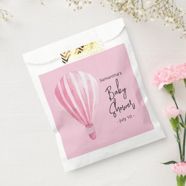 Rosa Heißluftballon Babydusche Geschenktütchen (Versiegelt)
