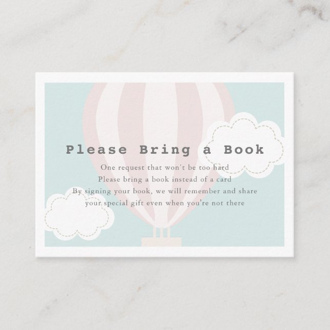 Rosa Heißluftballon Bitte buchen Begleitkarte (Vorderseite)