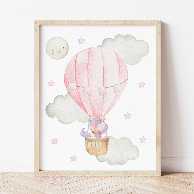 Rosa Heißluftballon, Einhorn, Sterne, Girl-Kinderz Poster (Von Creator hochgeladen)