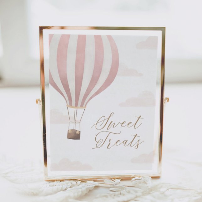 Rosa Heißluftballon Geburtstag Süße Leckereien Unt Poster (Von Creator hochgeladen)