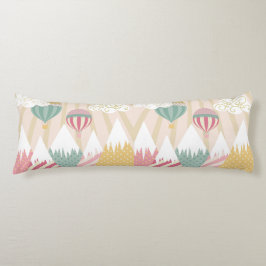 Rosa Heißluftballon und Bergwelt Seitenschläferkissen