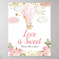 Rosa Heißluftballon Wasserfarbe Liebe ist süß