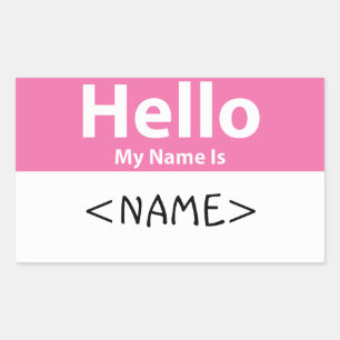 Rosa Hello My Name is, <NAME> Rechteckiger Aufkleber