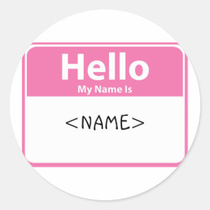 Rosa Hello My Name is, <NAME> Runder Aufkleber