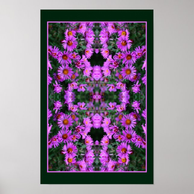 Rosa Herbst Aster Blume Orton Abstrakt Poster (Vorne)