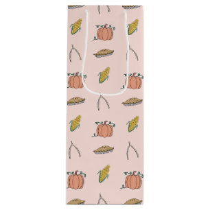 Rosa Herbstfestival Hübscher Erntedank Geschenktüte Für Weinflaschen