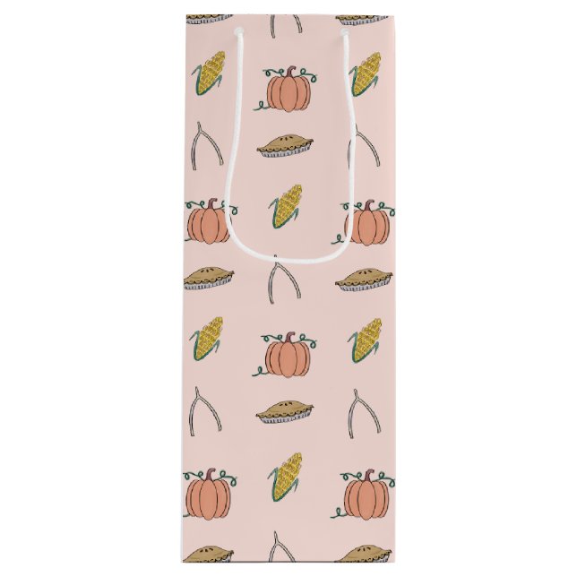 Rosa Herbstfestival Hübscher Erntedank Geschenktüte Für Weinflaschen (Vorderseite)