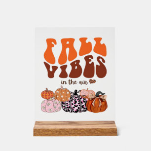 Rosa Herbstkürbis-T-Shirt Süßes Herbst-Grafik-T-S Acrylschild