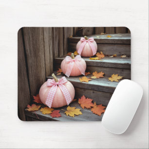 Rosa Herbstkürbisse mit gebundenen Schleifen Mousepad