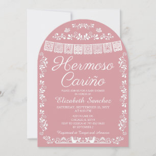 Rosa Hermoso Cariño Baby Shower Torbogen Einladung