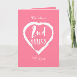 Rosa Herz 2. Cotton Hochzeitstag Karte