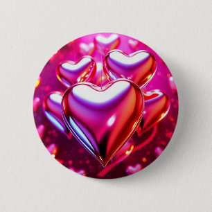 Rosa Herz, 3D-Herz, metallisch, glänzend, Liebe, R Button