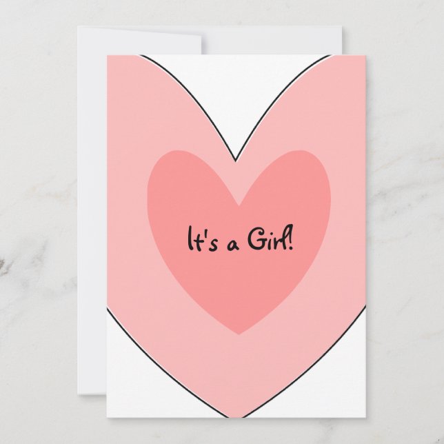 Rosa Herz Babydusche Einladung (Vorderseite)