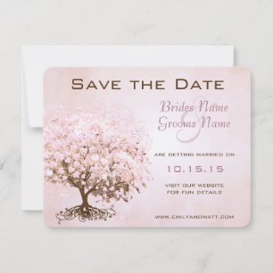 Rosa Herz Baum Hochzeit Save the Date