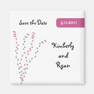 Rosa Herz-Baum-Save the Date Magnet