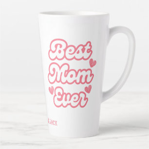 Rosa Herz Beste Mama je Kind Name Latte Tasse