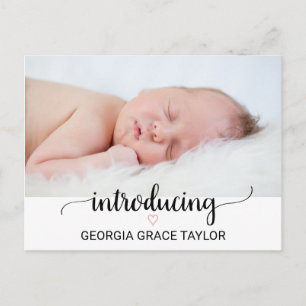 rosa Herz Black Calligraphy Birth Ankündigung