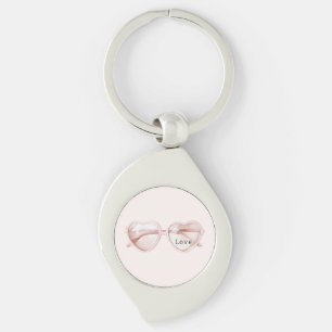 Rosa Herz Brille Liebe Schlüsselanhänger