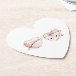 Rosa Herz Brille Liebe Untersetzer