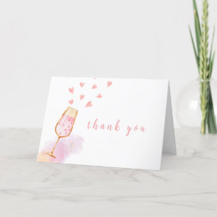 Rosa Herz Champagne Valentines Baby Dusche Dankeskarte