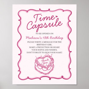 Rosa Herz Coquette Cherry Cake Bday Time Kapsel Poster