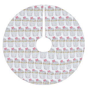 Rosa Herz Cupcake Braut-Babyshower-Feier Polyester Weihnachtsbaumdecke