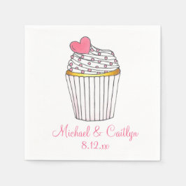 Rosa Herz Cupcake Personalisiert Hochzeit Napkins Serviette