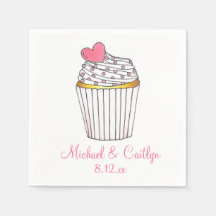 Rosa Herz Cupcake Personalisiert Hochzeit Napkins Serviette
